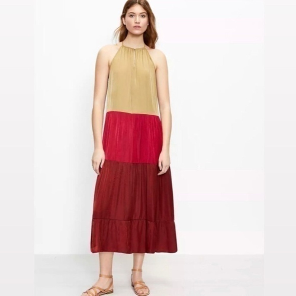 LOFT Beach Colorblock Tiered Halter Dress - Picture 2 of 9